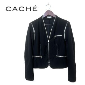 Cache Black Moto Zipper Jacket Size 10